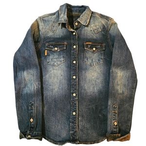 Buckaroo Original Vintage Womens Denim Shirt/Shacket Button-down Dark-Rinse Sz S